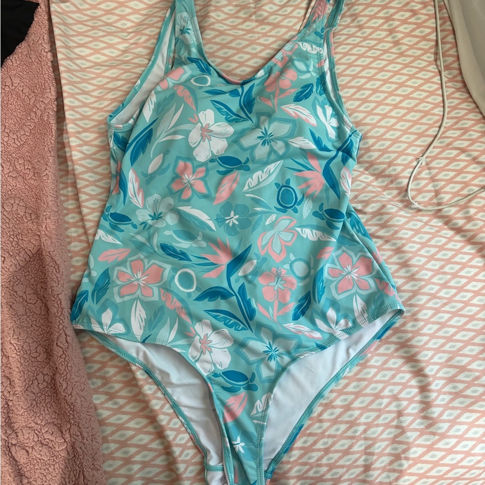 Origins Floral One Piece Swimsuit - Blue and Pink